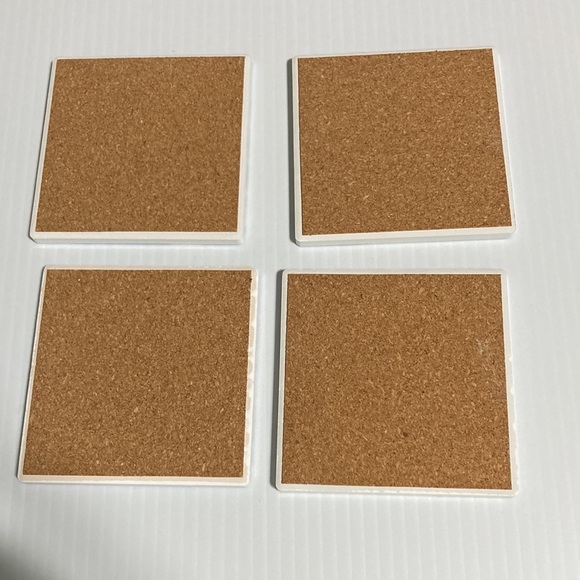 Joyful Snow Friends Christmas Holiday Drink Coasters Cork Bottoms 3.5" x 3.5" - Picture 11 of 12